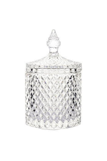 PUFO Elegant Pufo Luxury glass candy box with lid, 14 cm, transparent