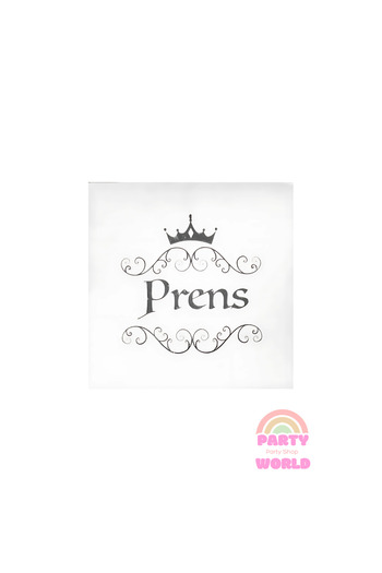 party world 👑   Prince Gilded Napkin White – 16 Pieces 👑
