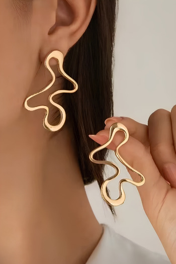 PREGIO Women's Gold Asymmetric Earrings Kp26