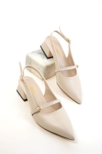 SOHO Beige Women's Classic Heeled Shoes 20656