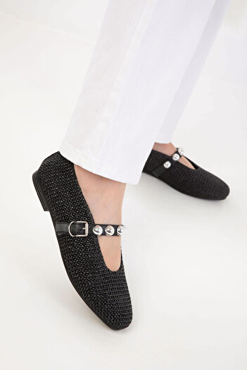 SOHO 20485 Black Straw Women's Ballerinas