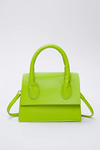 TRENDYOL SHOES Hellgrüne, strukturierte Damen-Mini-/Kleine City-Tasche mit Kreuzriemen TWOAW25OC00000