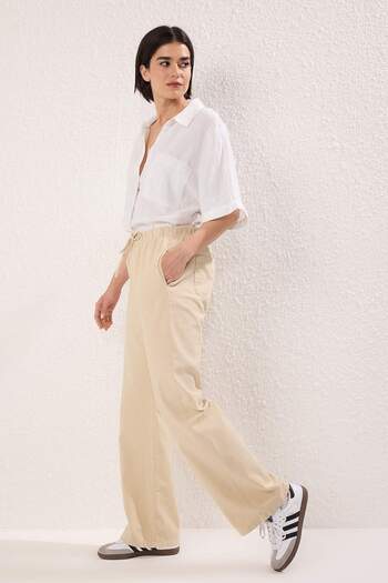 Trendyol Collection Stone High Waist Elastic Waist Wide Leg Pants Twoss25Je00304