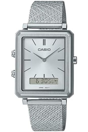 Casio Analog-Digital Men's Watch with Silver Dial and Stainless Steel Mesh Band by Casio MTP B205M 7EDF