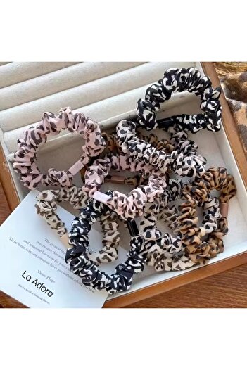LO ADORO 4 Pieces Leopard Pattern Women's Rubber Buckle Bun Buckle Hair Accessory