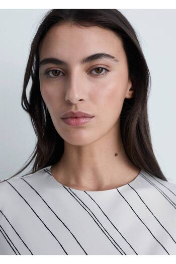 MANGO Woman Satin Dress with Stripes