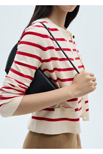 MANGO Woman Striped Knitwear Crop Blouse