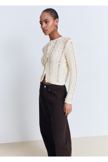 MANGO Woman Embroidered Knitwear Cardigan