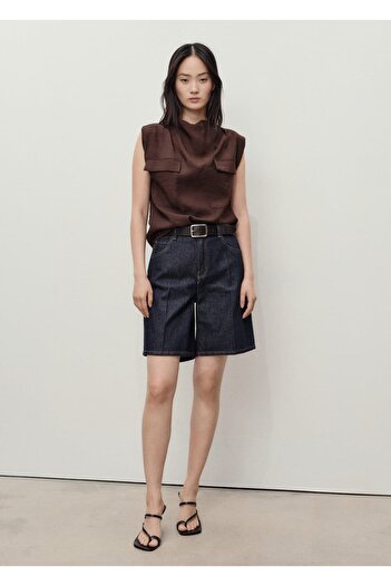 MANGO Woman Pantaloni scurți bermuda cu talie înaltă