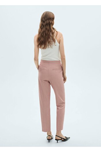 MANGO Woman Düz kesim kumaş pantolon