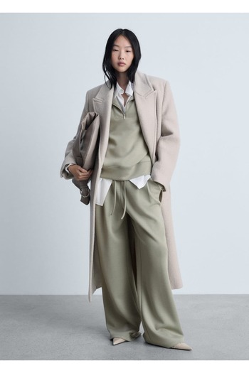 MANGO Woman Pleated Wideleg Jogger Pants