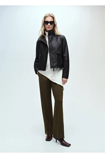 MANGO Woman Straight Cut Mid-Waisted Trousers