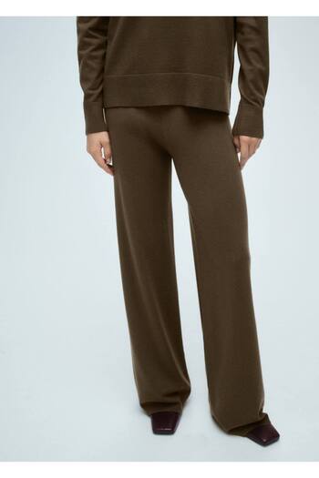 MANGO Woman Thin Knitted Wide Leg Trousers