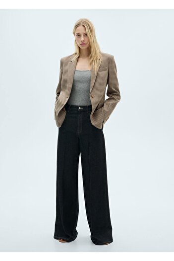 MANGO Woman Straight Cut Micro Houndstooth Blazer Jacket