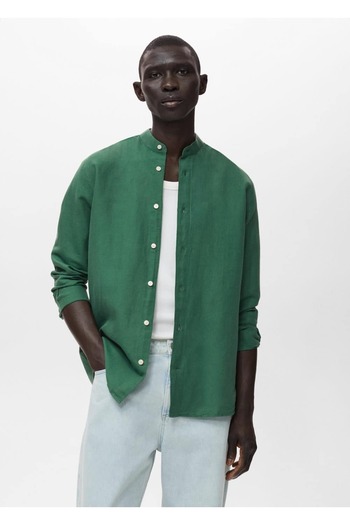 MANGO Man Judge collar linen shirt