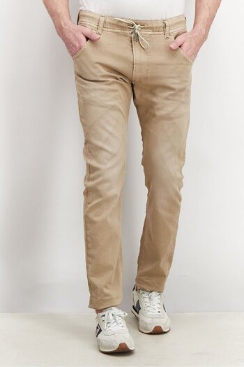 Diesel Men Regular Fit Brand Logo Stretchable Jogger Jeans, Khaki