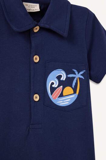 DeFacto Palm Print Short Sleeve Jumpsuit for Baby Boy - C5916A524SM