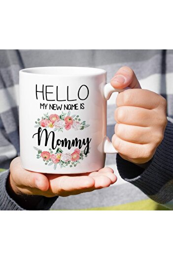 ritz Funny Ceramic Cup with 'Hello My Name is Mommy' Design - 11 Oz White