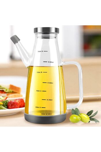 Home Zone Large Oil Bottle from High Borosilicate Glass for Cooking, Oil and Vinegar Dispenser, 750ml Capacity
