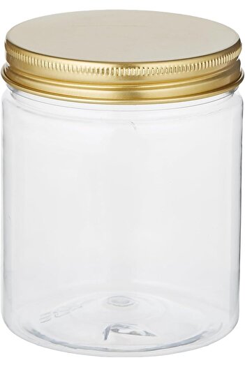 Alsaqer Round Pet Bottles and Jars with Gold Lid 4-Piece, 250 ml Capacity Multicolor