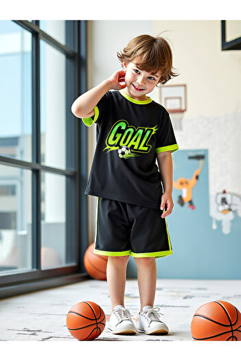Take Two By Styli Kids 2pcs Black and Yellow Short Sleeve T-Shirt and Shorts Jersey Sets