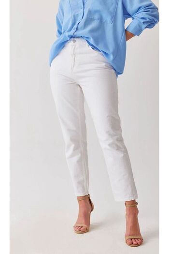 Shield Life Γυναικείο καλοκαιρινό παντελόνι White Mom Super High Waist
