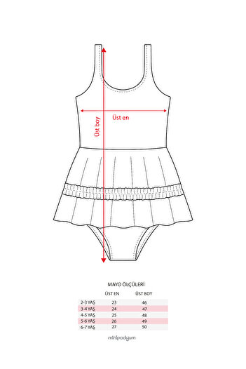 Minipodyum Girl's Tie Dye Patterned Skirted Swimsuit
