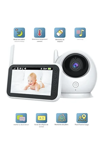 ideal STORE BabyKonect Baby Monitor idealSTORE, Coverage 260m, Night Vision, Cry Detection, 360° Rotation, Room