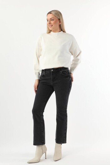 Bluewhite Women's Slim Flare Jean Trousers Dark Anthracite
