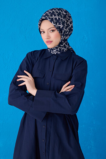 Belli Pure Silk Scarf 4102D (Twill Silk) 90 X 90 Navy Blue