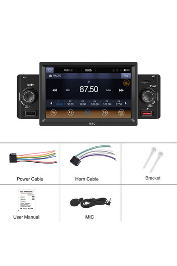 ECARTECH MP5 Player Auto 1DIN Universal, CarPlay si Android Auto, ecran 5 Inch - ECARTECH