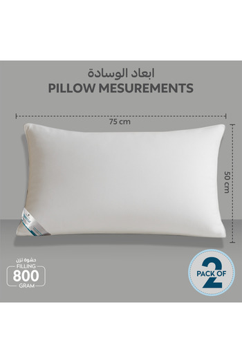 Donetella Pillow 800 Gms – Size 50x75 Cm, Microfiber Fabric, Down Alternative Filling, Pack Of 2