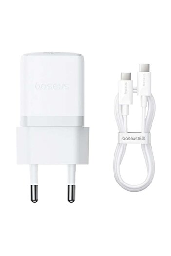 Baseus Plug Charger, Baseus, Type-C Cable Included, Fast Charge, 30W, 5V/3.0A, 1m, Palm 5213, White