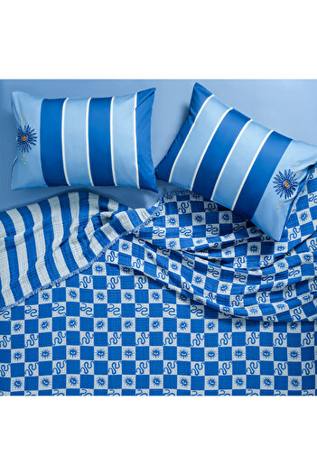 Zsa Zsa Zsu Costa Fringed Jacquard Single Cotton Bedspread 180X240 cm Blue