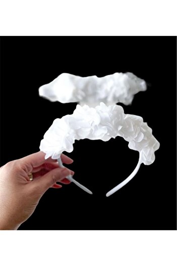 Massaltay White Laser Floral Mother Maternity Crown and Baby Bandana