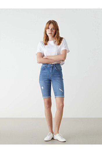 LC Waikiki Lcw Jeans Indigo Bermuda Fit Women's Jean Shorts