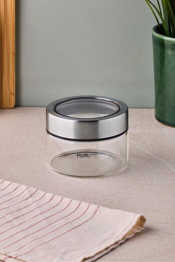Perotti Cassetto 400 ml Stainless Steel Lid Borosilicate Glass Jar 10X7 cm