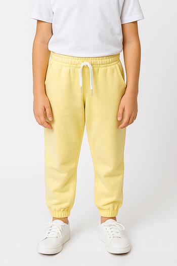 Perendi Elastic Relaxed Cut Pocket Boys and Girls Unisex Sweatpants Yellow