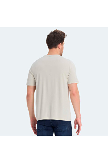 lumberjack Ανδρικό μπεζ μπλουζάκι Modal SB203 με στρογγυλή λαιμόκοψη
