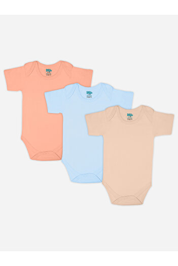 Babies Basic By Styli Pack of 3 - Solid Combed Cotton Short Sleeve Bodysuit