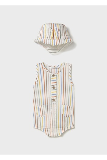 MAYORAL Baby Boy Striped Hat Jumpsuit Multicolor 1603