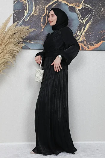 GİYZAMİLA Μεταξωτό φόρεμα Hijab Μαύρο