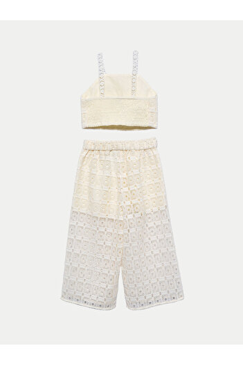Abel & Lula abel lula Girl Set top and pants 5236 Ecru