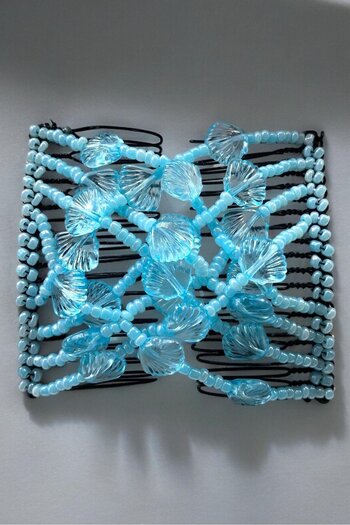 TAKIŞTIR Culoarea albastră Shell Figured Wire Comb Cataramă