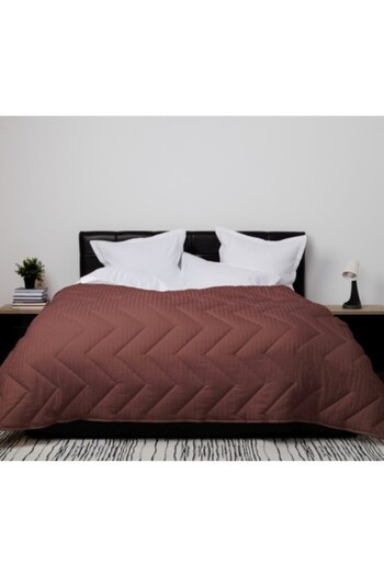Pucioasa Winter wool quilt with cotton face (damask) 160x210cm, Sulfur, Brown