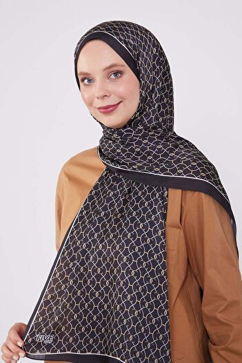 FİVESCARF Black Chain Pattern Brand Shawl