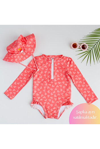 Mama Yoyo Baby&Kids Heart Patterned Swimsuit - Front Zipper and Bottom Snap