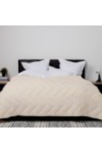 Pucioasa Winter wool quilt with cotton (damask) face 160x210cm, Pucioasa, cream
