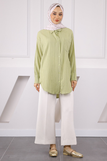 İmajButik Mint Green Single Pocket Wrap Shirt