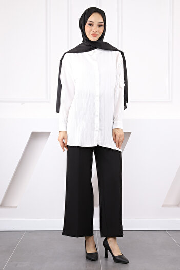 İmajButik Ecru Sleeve Detailed Shirt